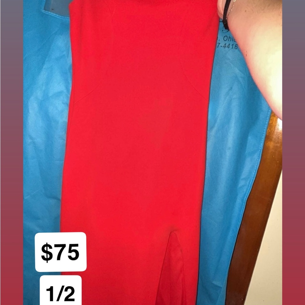 Red Women's Maxi Skirt with Side Slit